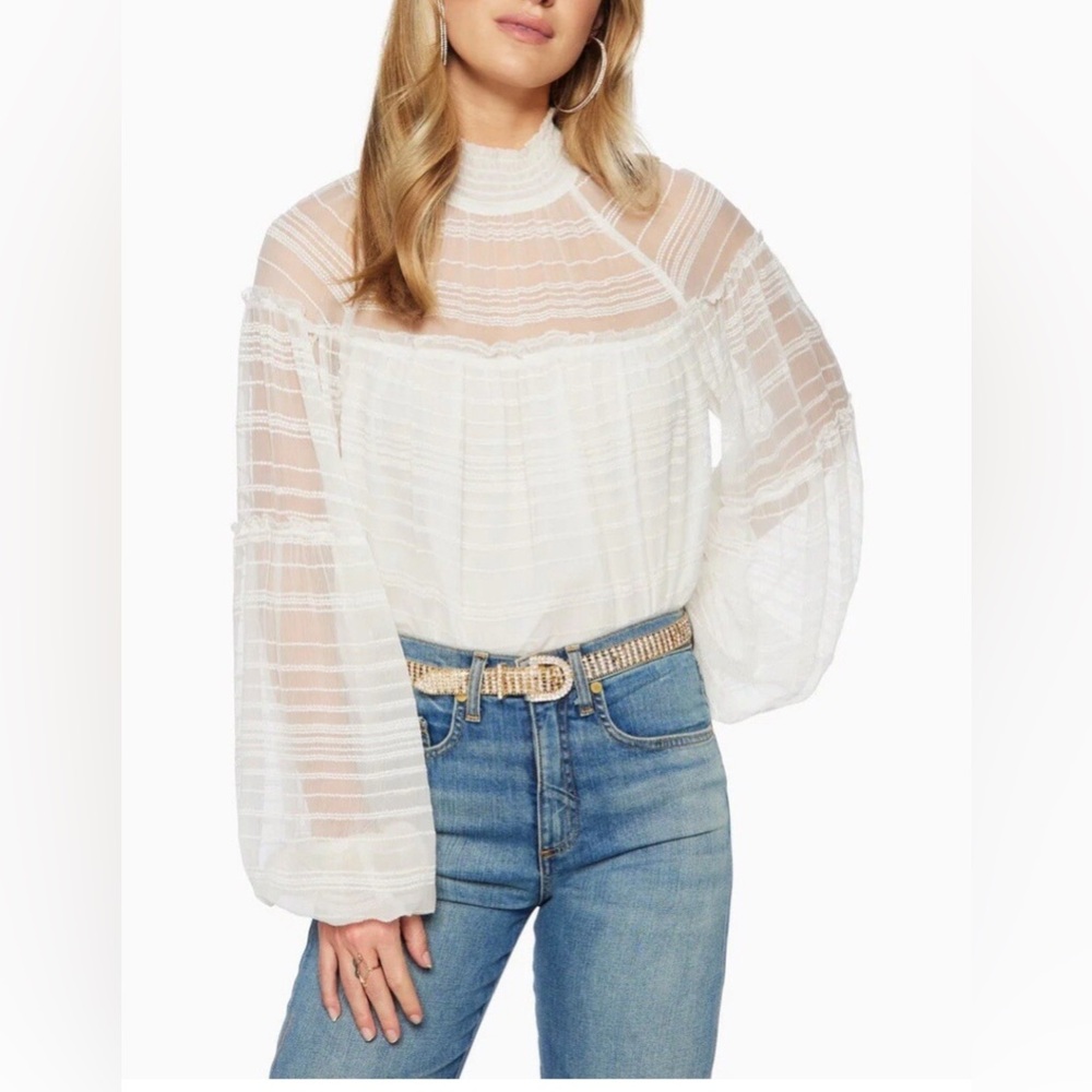 Ramy Brook Winslow Organza Mockneck Top Size Small EUC